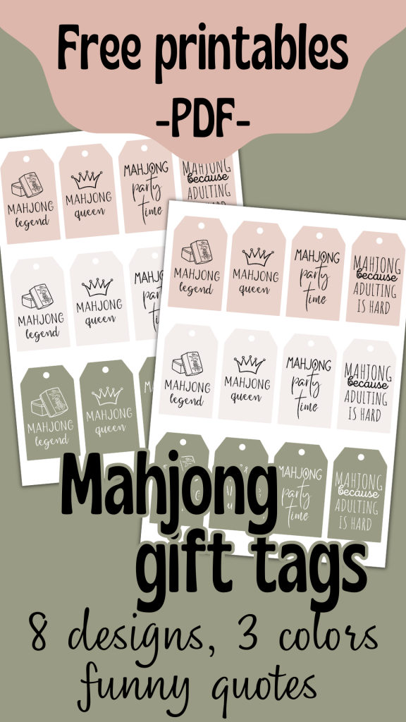 mahjong gift tags, free printable pdf, with funny mahjong quotes
