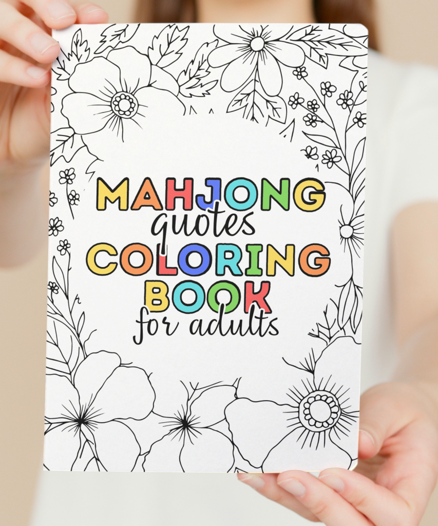 Mahjong quotes coloring book for adult