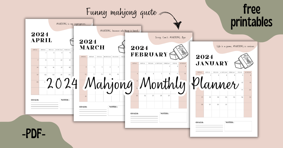 Mahjong Calendar (Planner) 2024 – Free Printable
