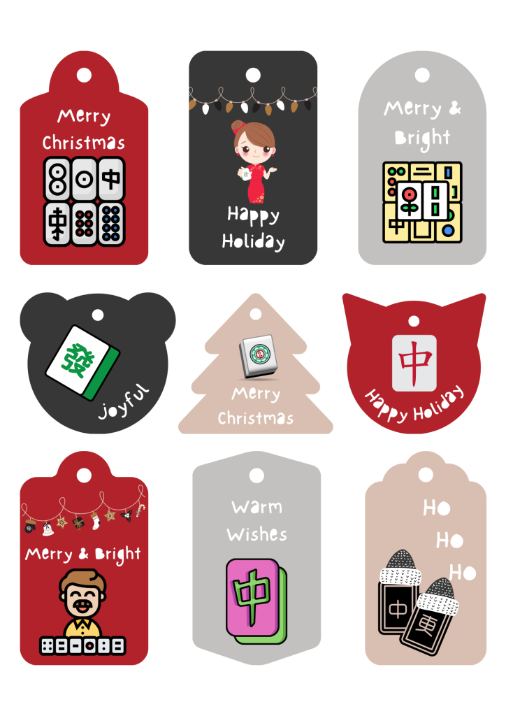 christmas mahjong gift tags