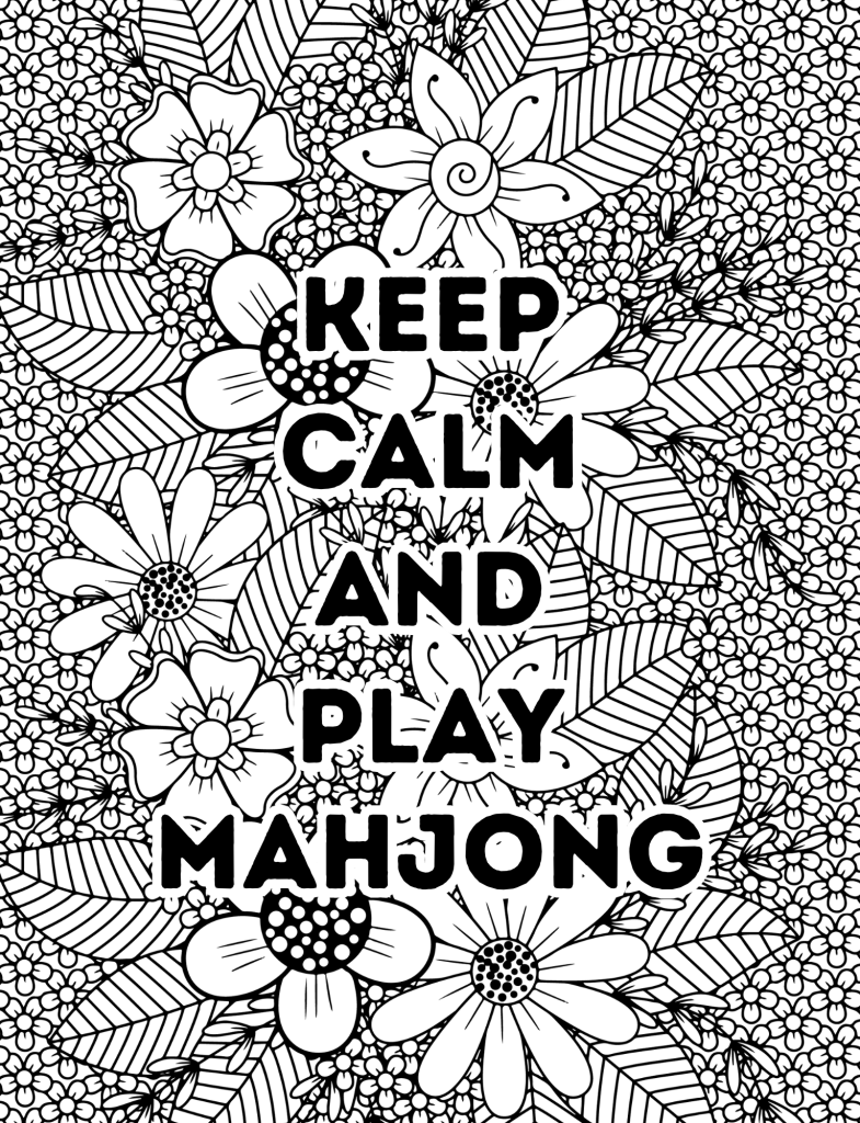 mahjong coloring page - keep calm