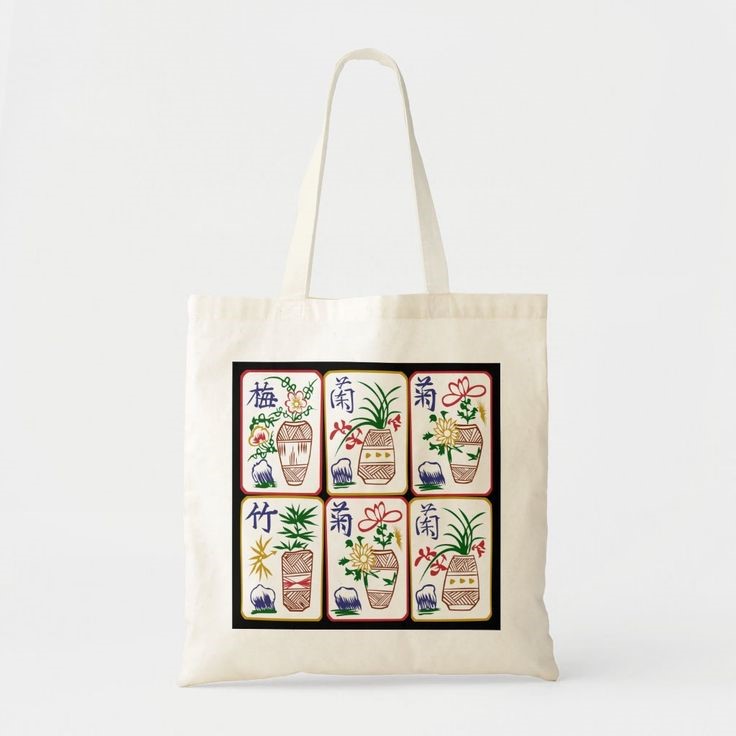 artistic  mahjong tiles tote bag