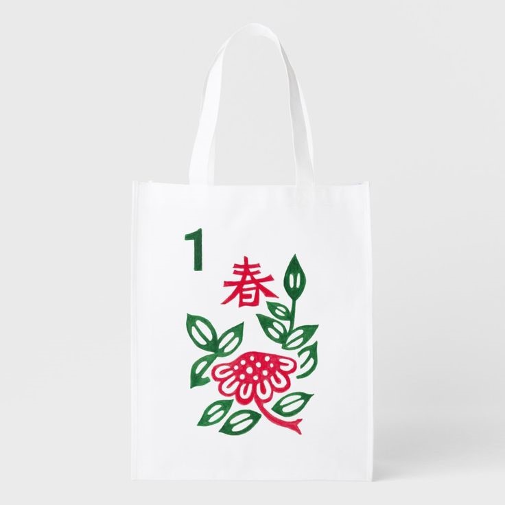  mahjong tile tote bag