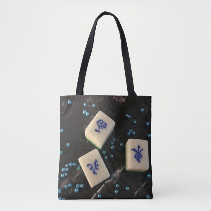  mahjong tile tote bag black